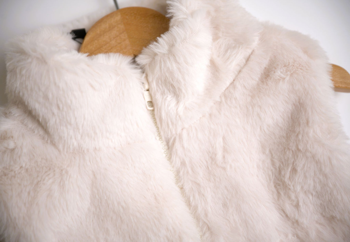 babysprouts cream fur vest with zipper and high collar
