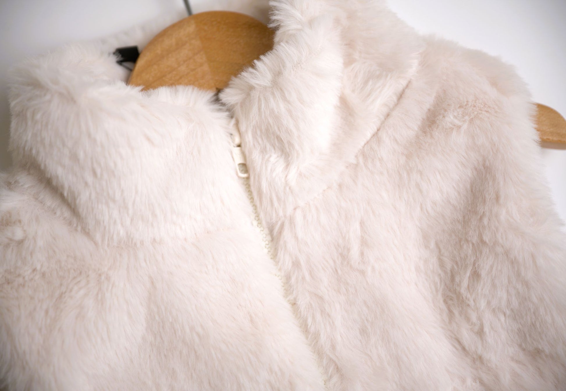 babysprouts cream fur vest with zipper and high collar