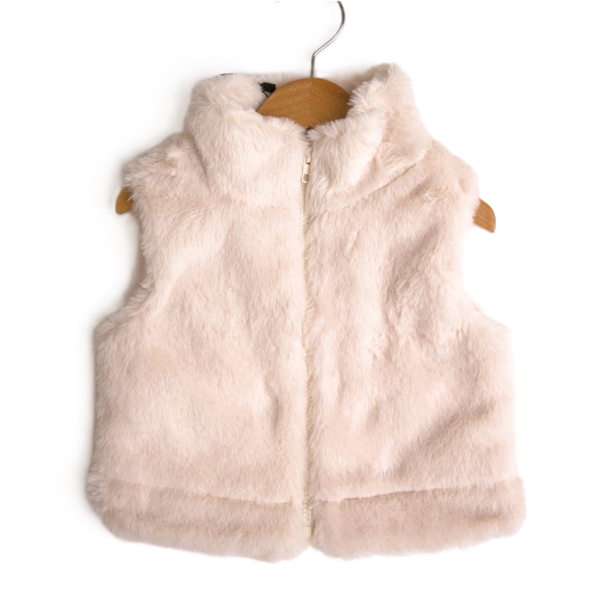 babysprouts cream fur vest with zipper and high collar