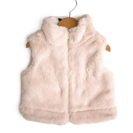 babysprouts cream fur vest with zipper and high collar