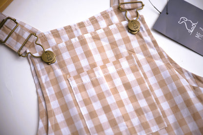 Me & Henry Galleon Plaid Woven Overalls – Beige