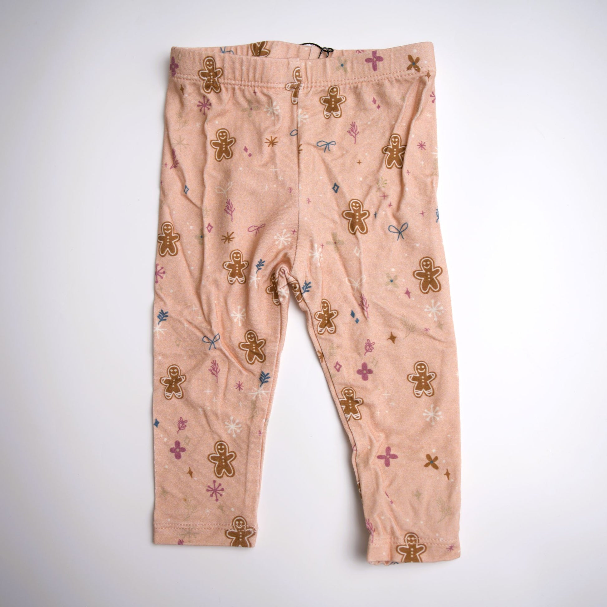 babysprouts bamboo cotton pink gingerbread man leggings, girl, baby christmas, holiday leggings