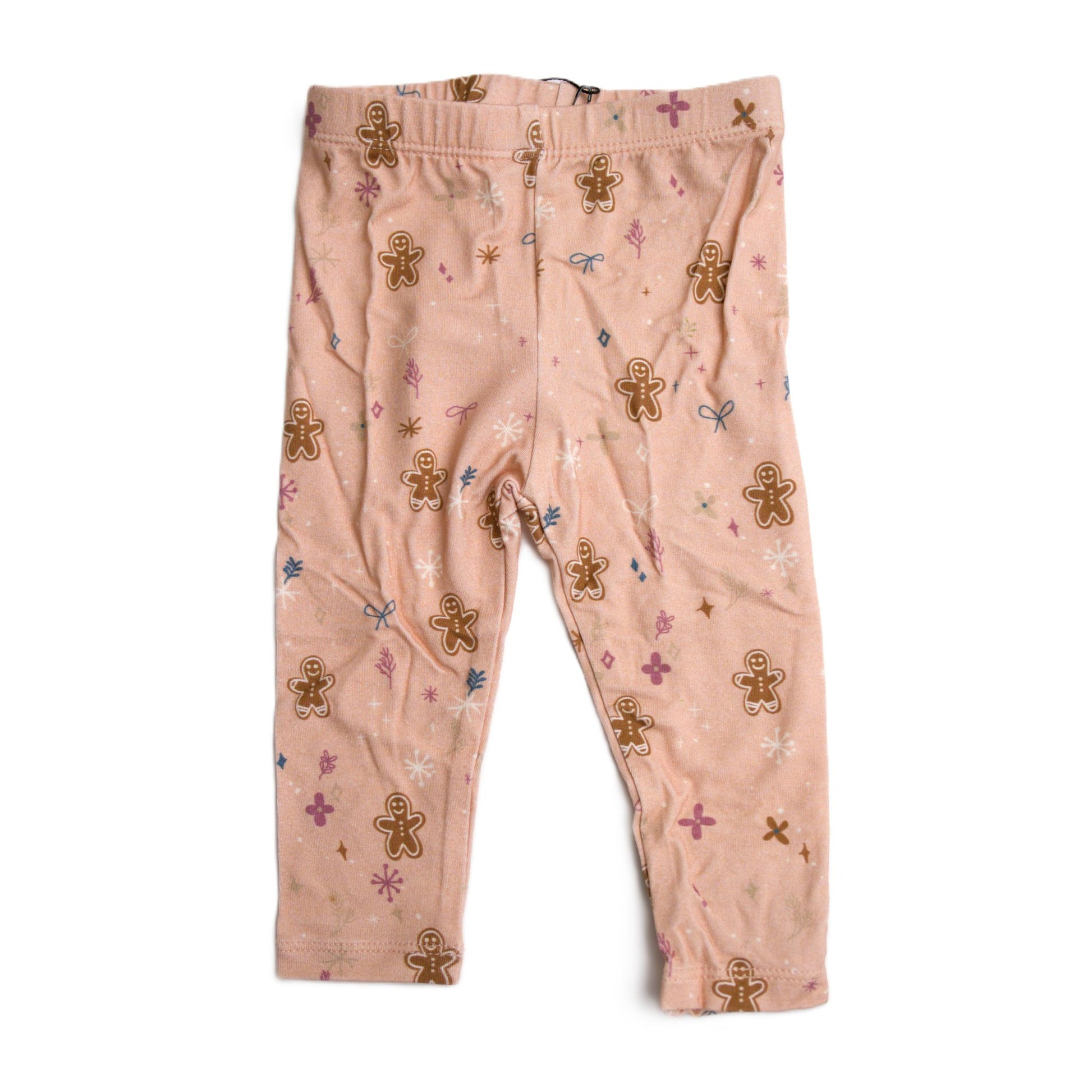 babysprouts bamboo cotton pink gingerbread man leggings, girl, baby christmas, holiday leggings