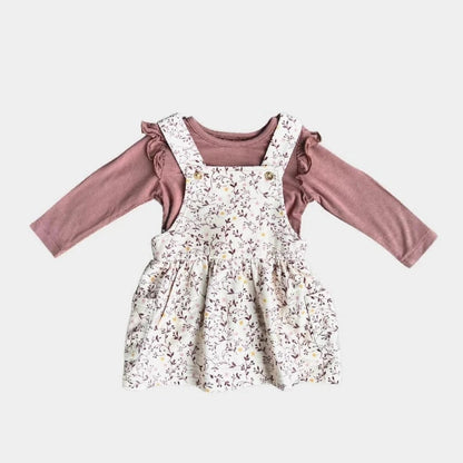 babysprout mauve long sleeve with white floral jumper dress