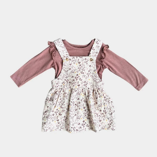 babysprout mauve long sleeve with white floral jumper dress