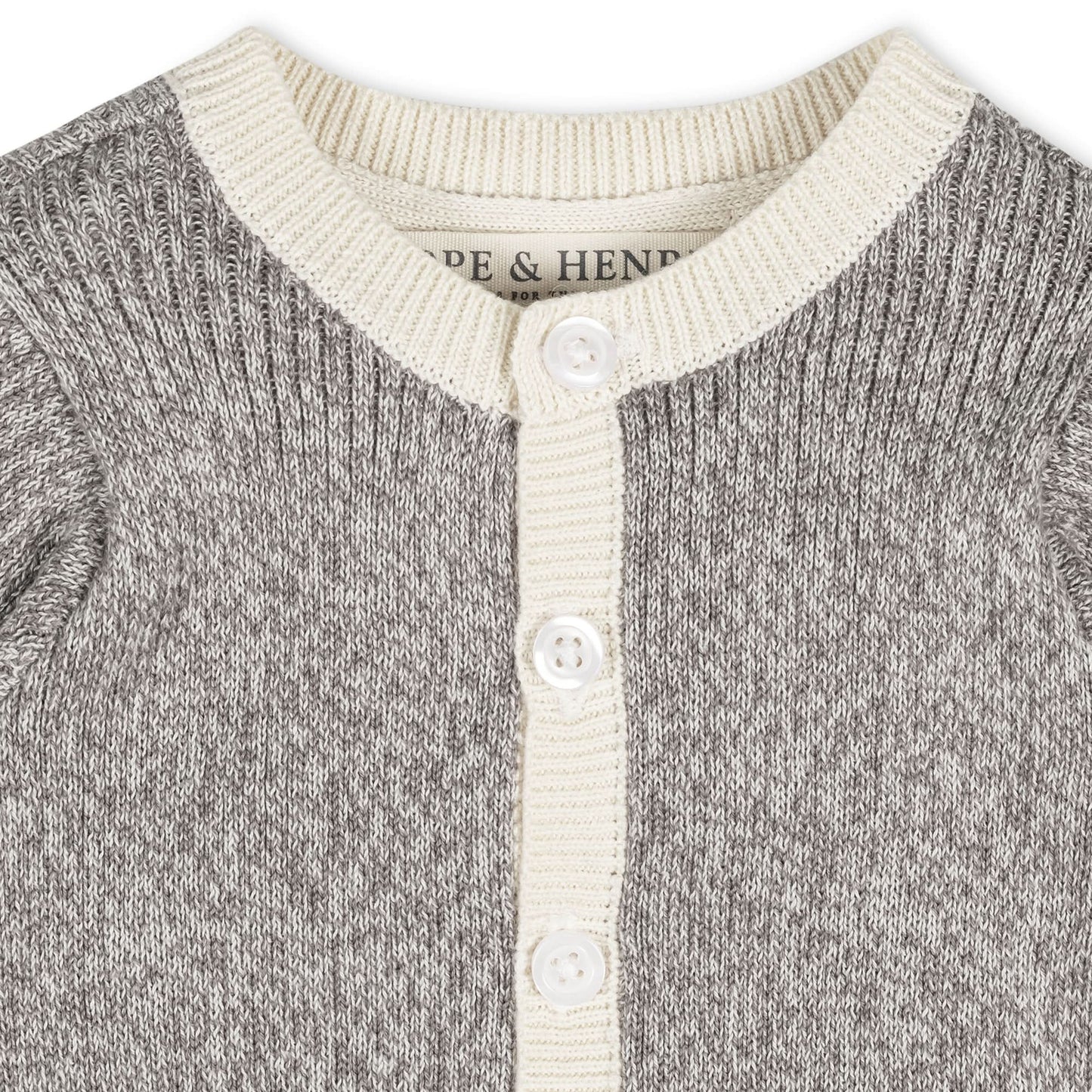 Hope and Henry Organic Button Front Romper & Beanie Set – Gray Marl