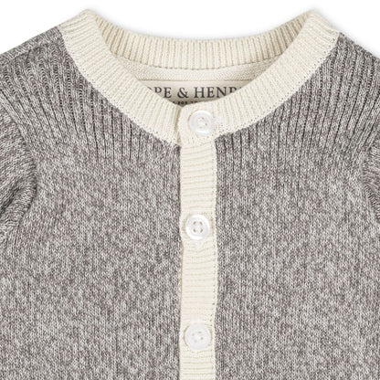 Hope and Henry Organic Button Front Romper & Beanie Set – Gray Marl