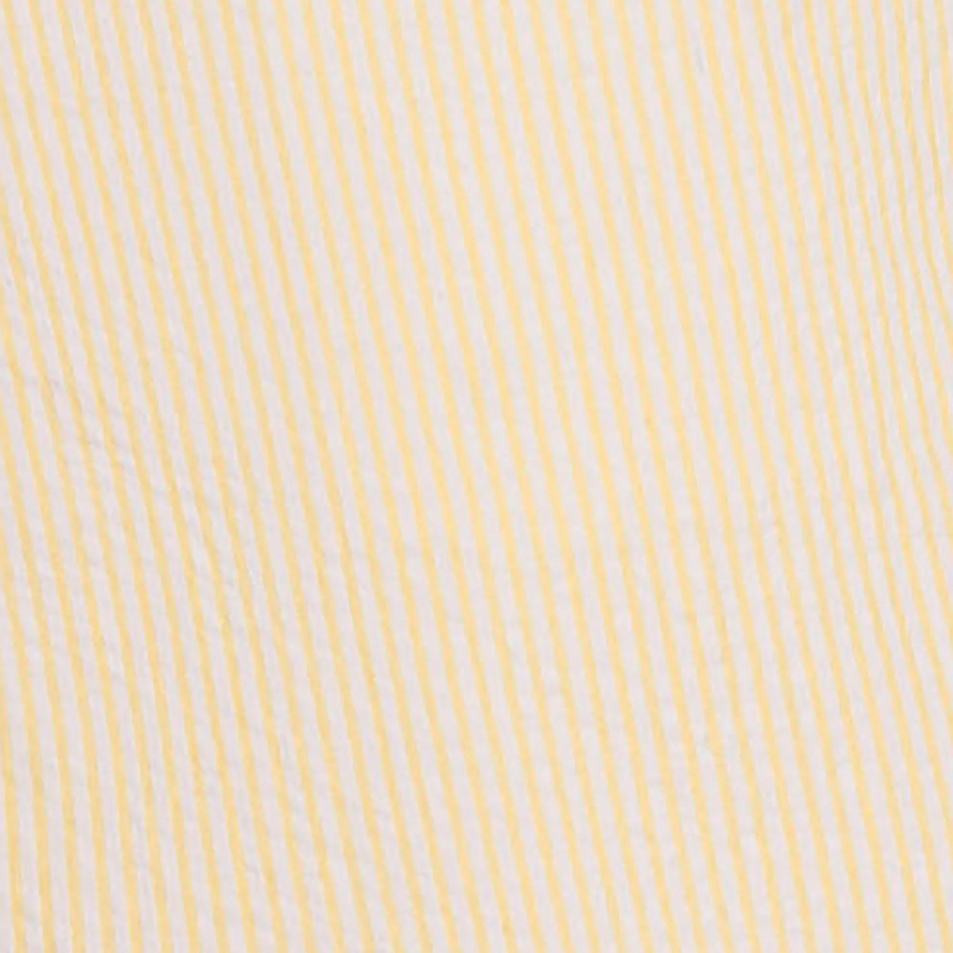 Closeup of yellow 100% organic cotton seersucker short sleeve shirt for boys by Hope and Henry.