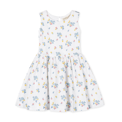 Little girls sleeveless white floral dress in 100% organic cotton knit by Hope and Henry.
