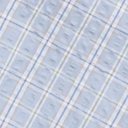 Close-up of Adjustable boys seersucker bow tie made of 100% organic cotton by Hope and Henry.