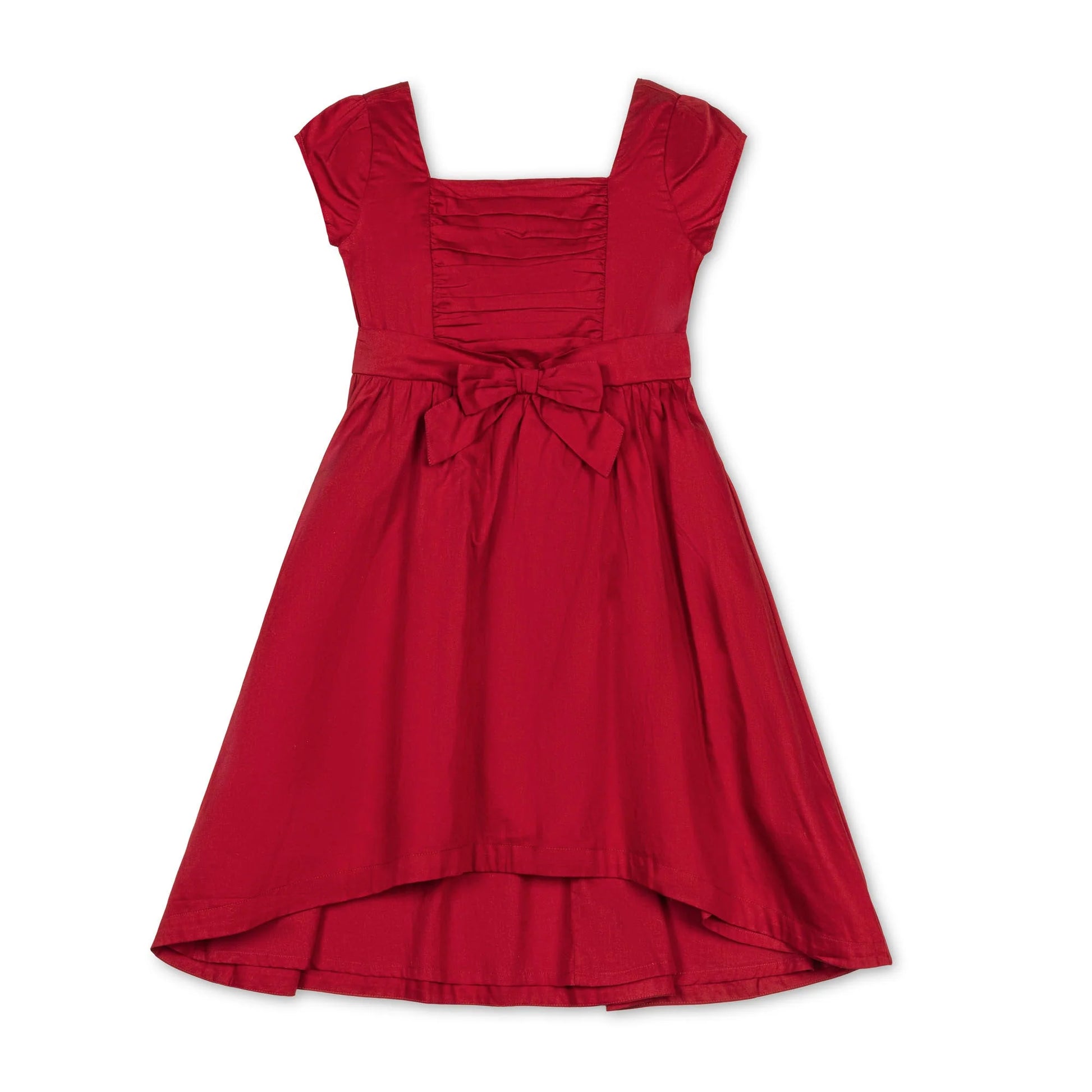 Hope & Henry organic red high low sateen dress for Christmas
