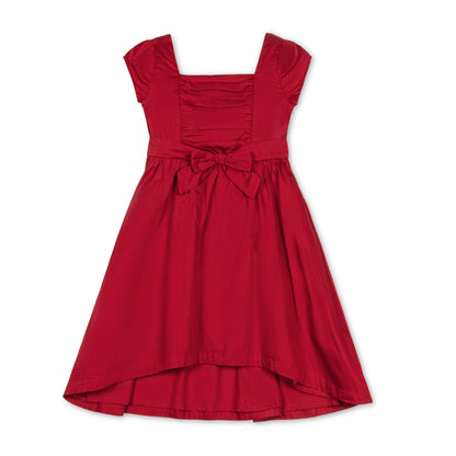 Hope & Henry organic red high low sateen dress for Christmas