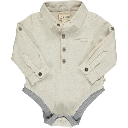 Me & Henry Jasper Woven Onesie – Cream Cotton