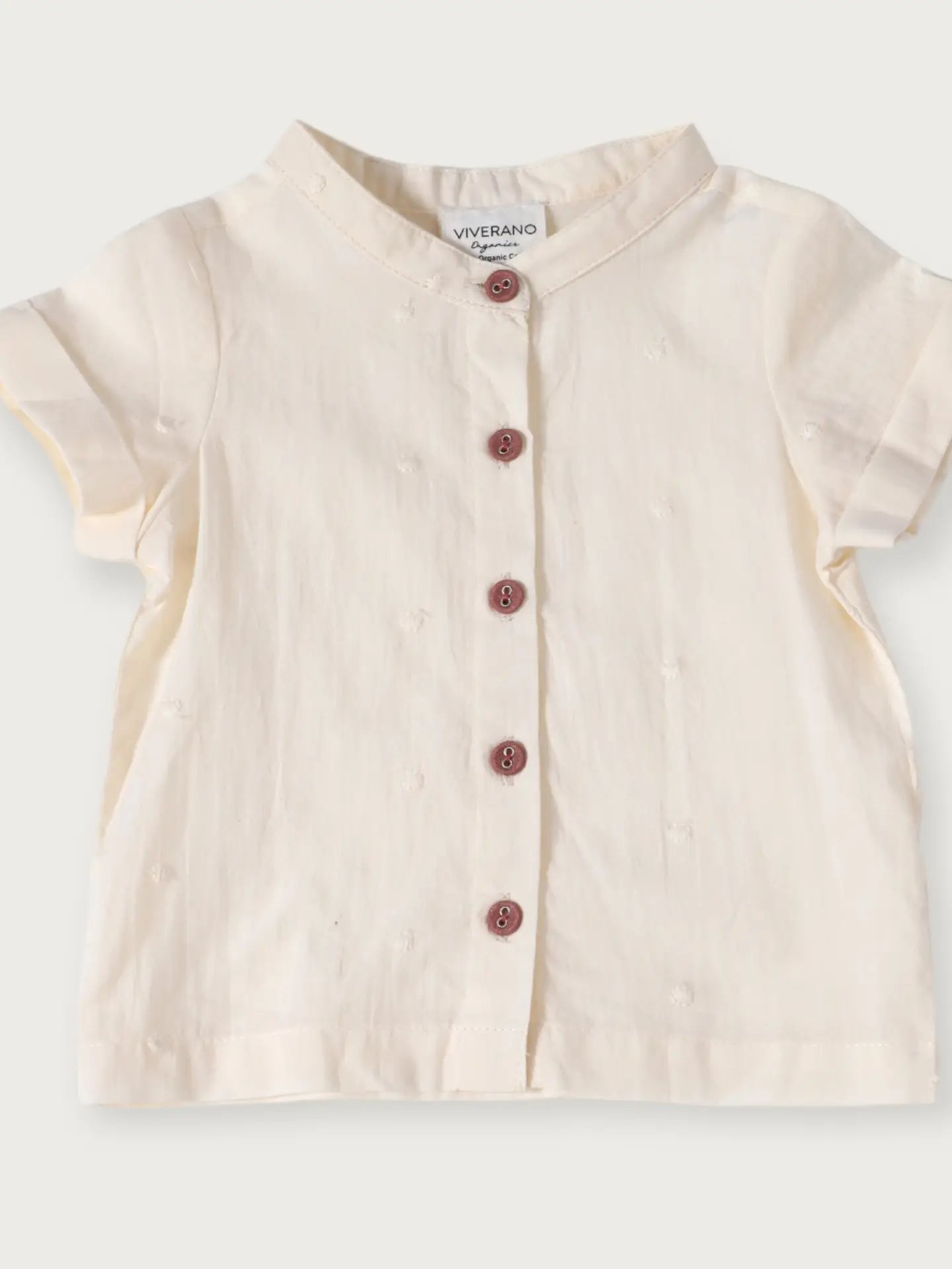 Viverano Organics Laurence Mandarin Collar Baby Shirt + Shorts 2pc Set (Linen) - Terracotta Linen