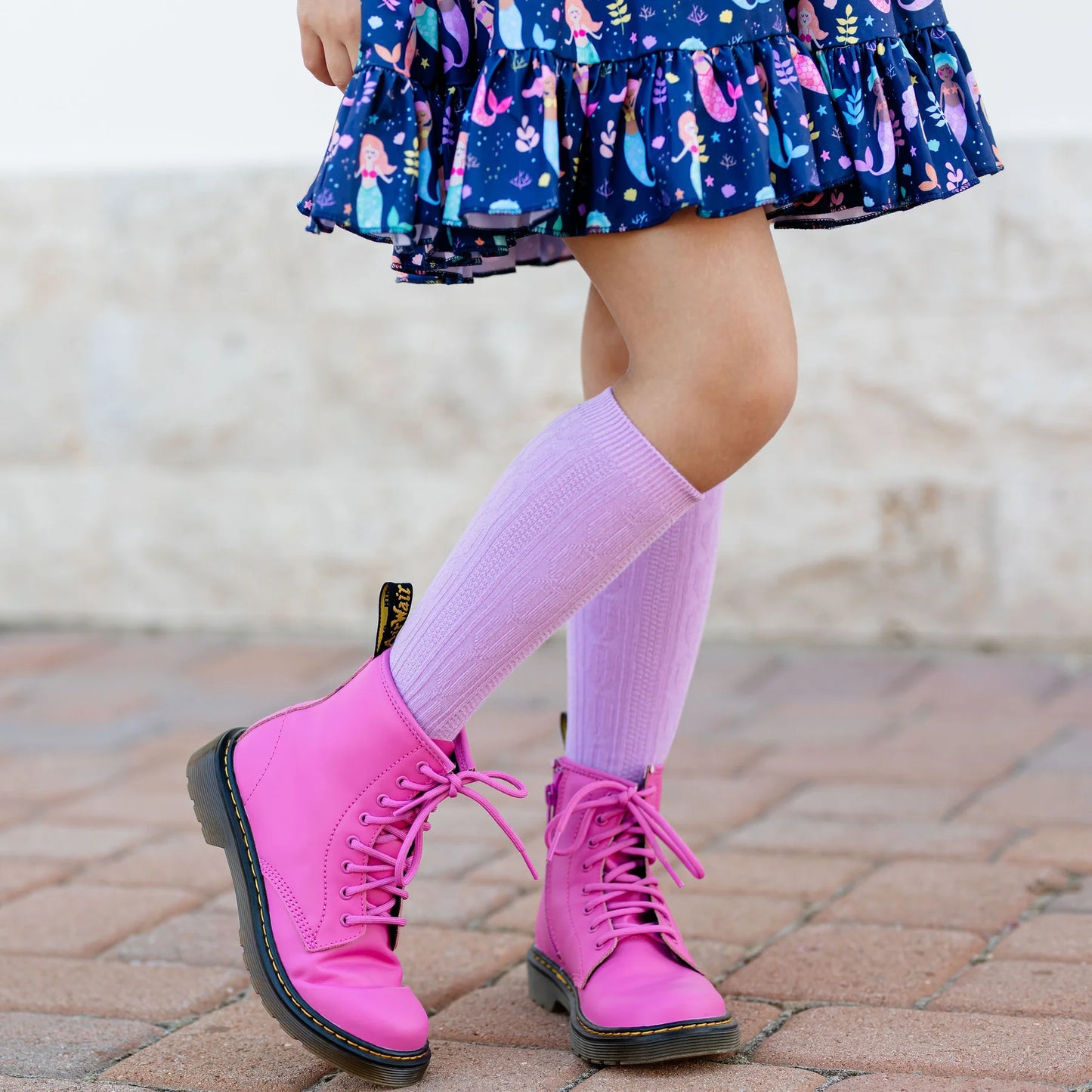 Little Stocking Company Lavender Cable Knit Knee High Socks