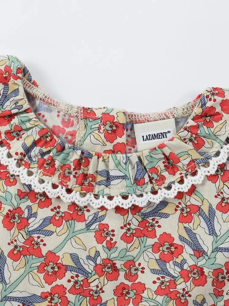 Lazament Organic Floral Red Romper