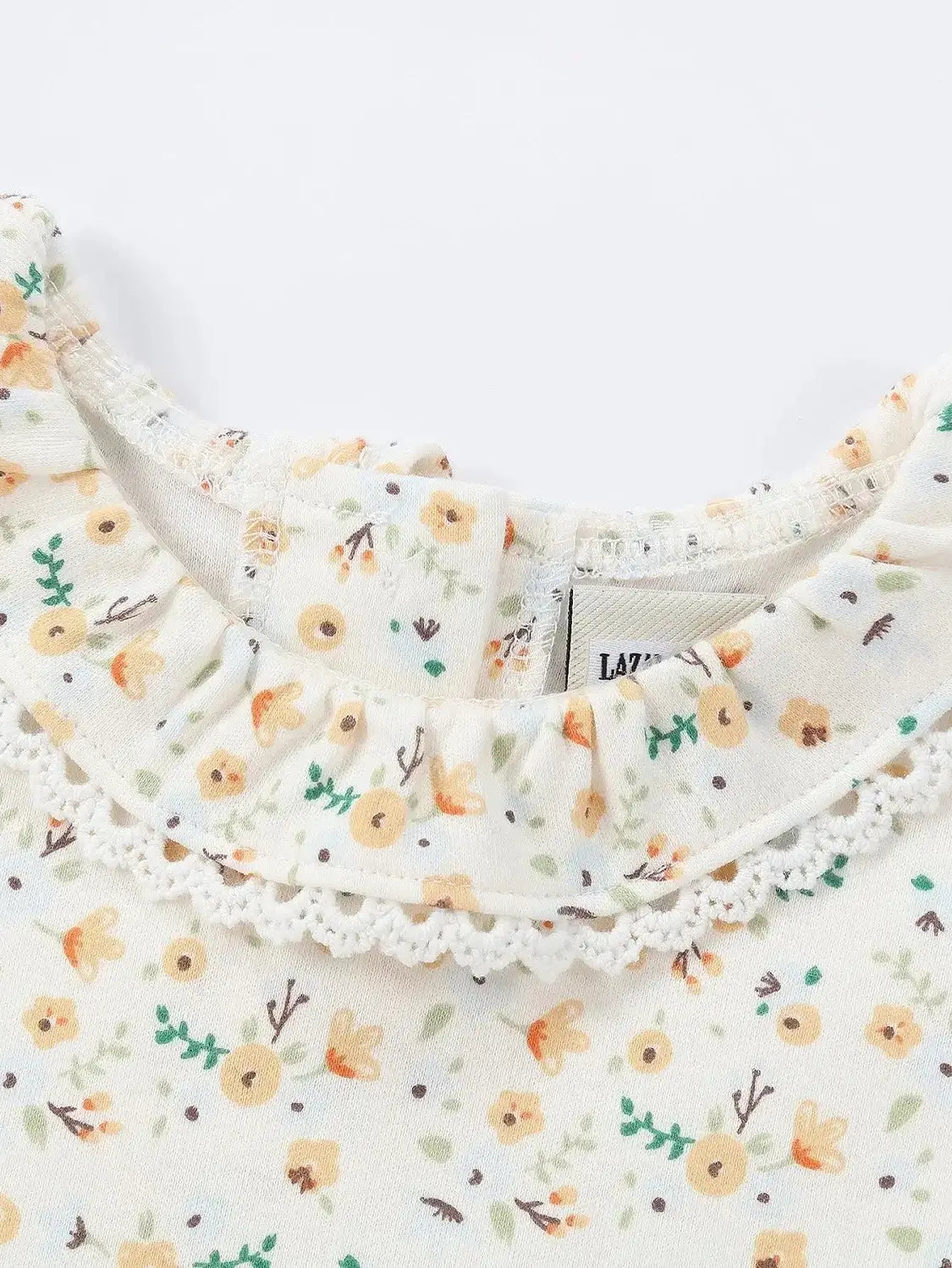 Lazament Organic Floral Lace Trim Romper - Cream