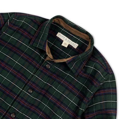 Hope and Henry Organic Flannel Shirt w/Suede – Merry Pine Plaid
