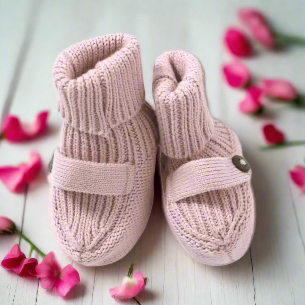 Viverano Organics Milan Earthy Baby Booties Sweater knit baby girl