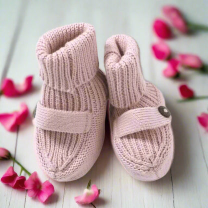 Viverano Organics Milan Earthy Baby Booties Sweater knit baby girl