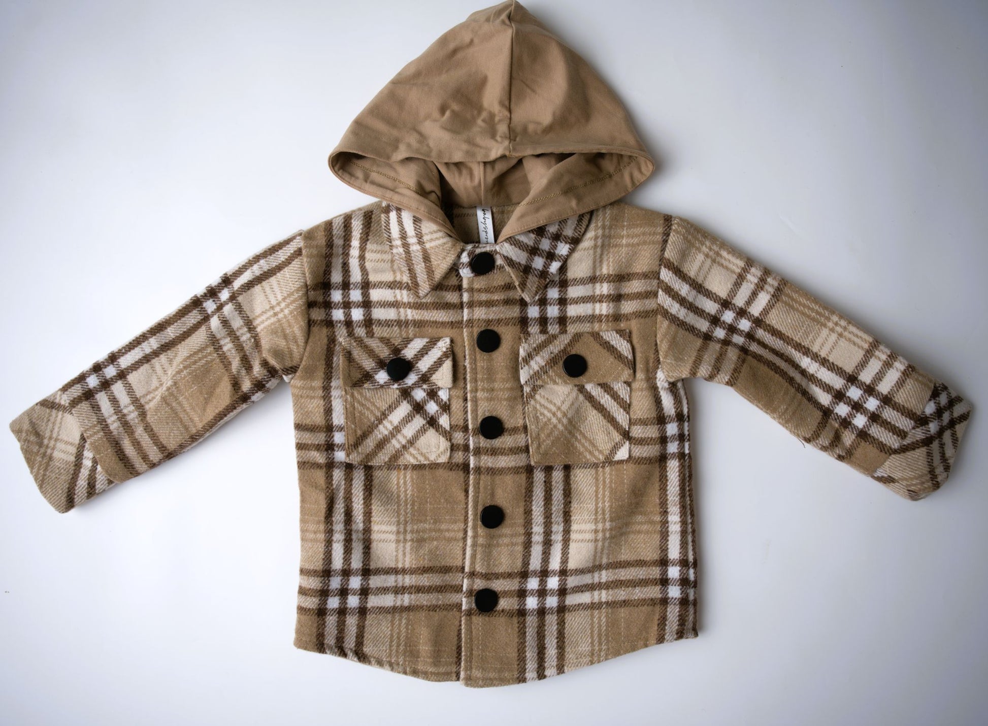 little boy, hooded, jacket, shacket, plaid, browns, coat, fall, toddler, bamboo cotton