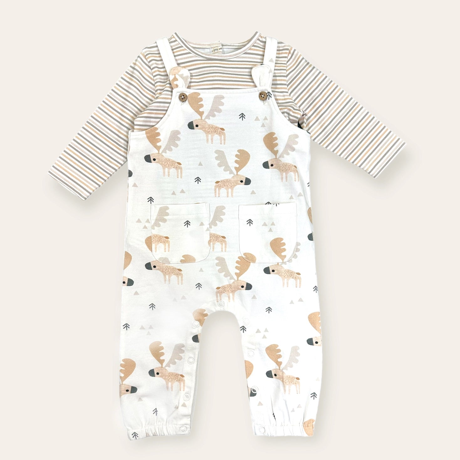 viverano, moose, overalls, boys, striped long sleeve shirt, infant, organic cotton