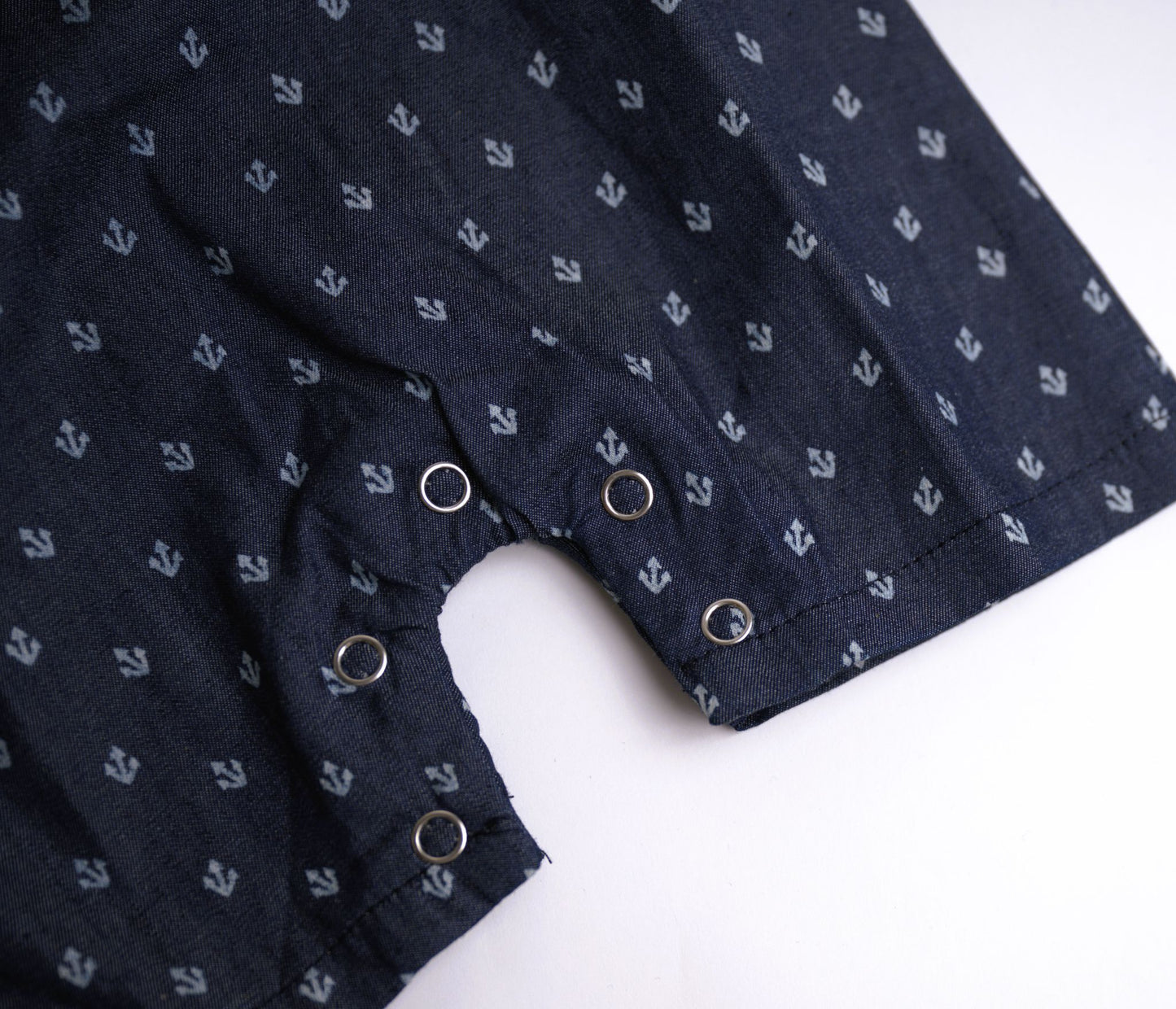 Me & Henry Sandy Polo Romper – Chambray Anchor Navy Blue