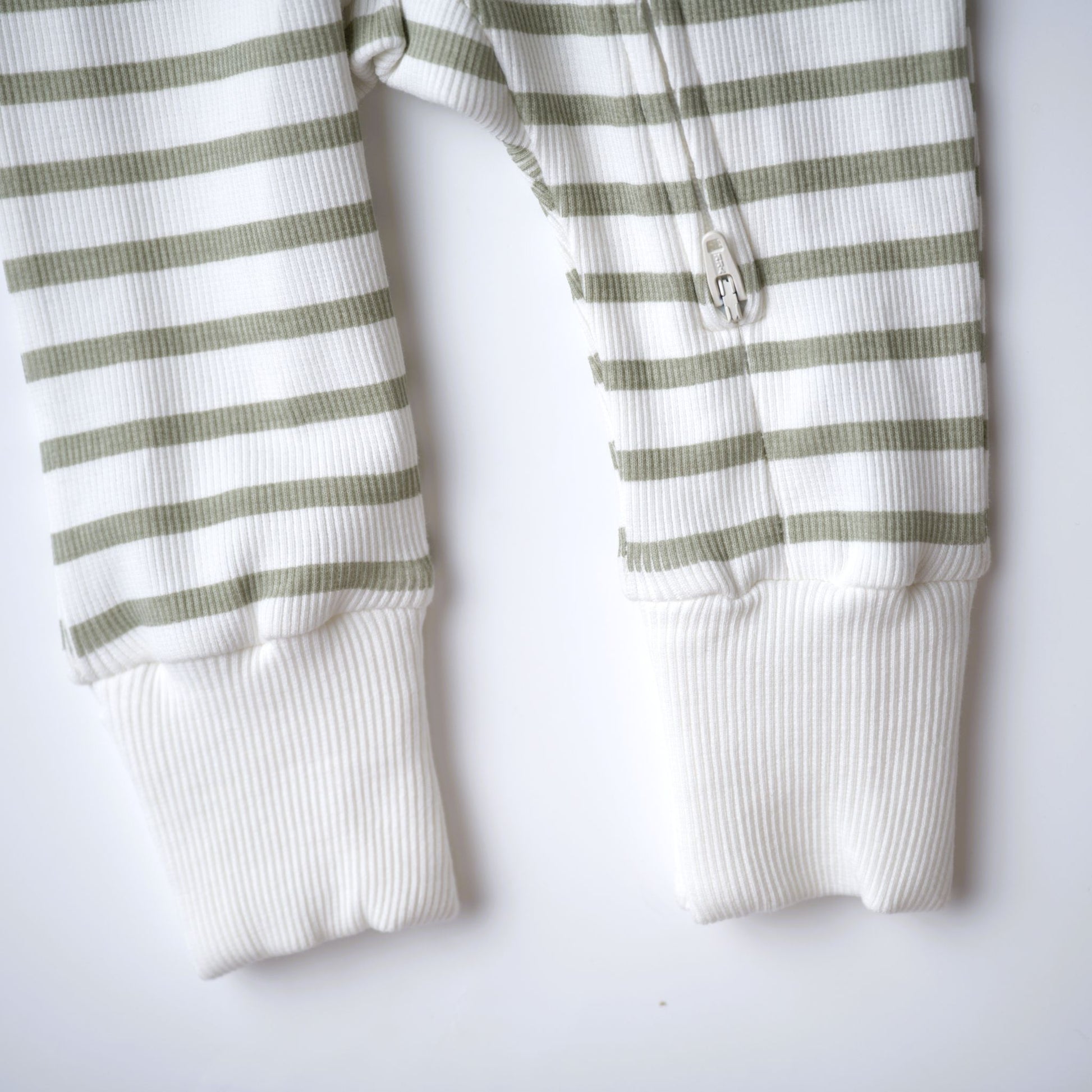 makemake, sage, striped, zipper, pajamas