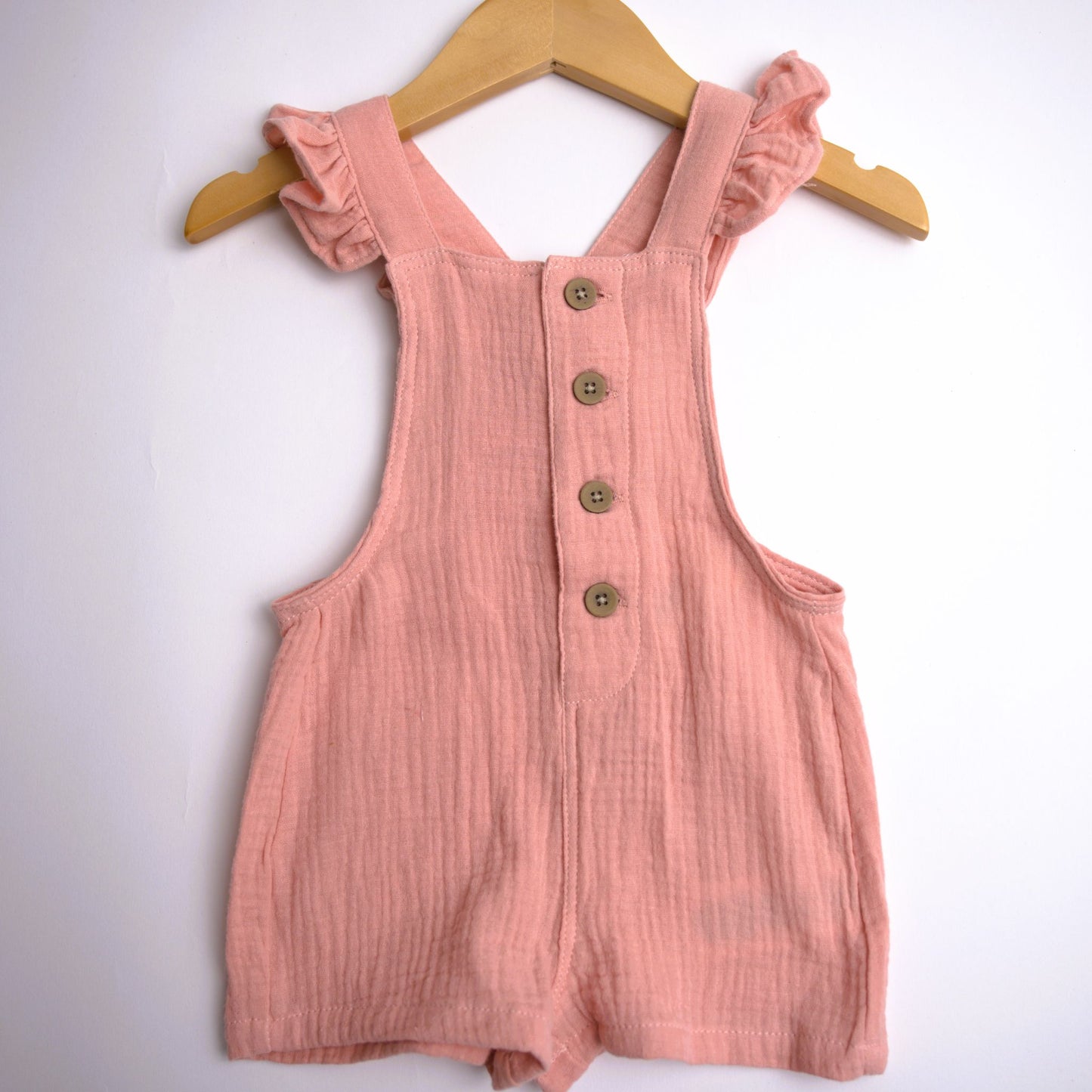 Ettie and H, Nancy, pink, romper, overalls, shorts, little girl, baby girl, dress shorts, romper, onesie