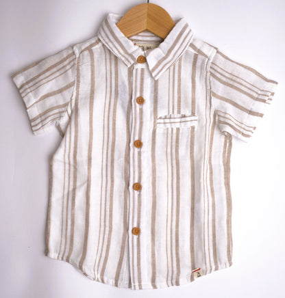Me & Henry Newport Woven Shirt – Cream/Beige Stripe