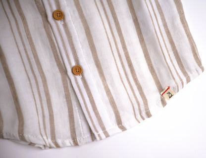 Me & Henry Newport Woven Shirt – Cream/Beige Stripe
