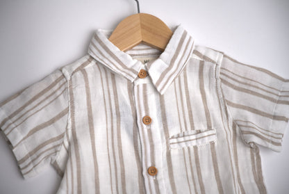 Me & Henry Newport Woven Shirt – Cream/Beige Stripe