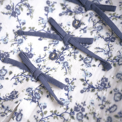 Viverano Organics Celia Floral Baby Blouse w/Bow & Bloomer (Organic) – Navy Ditsy Floral