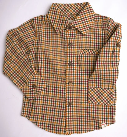 Me & Henry Atwood Woven Shirt - Navy/Gold Plaid