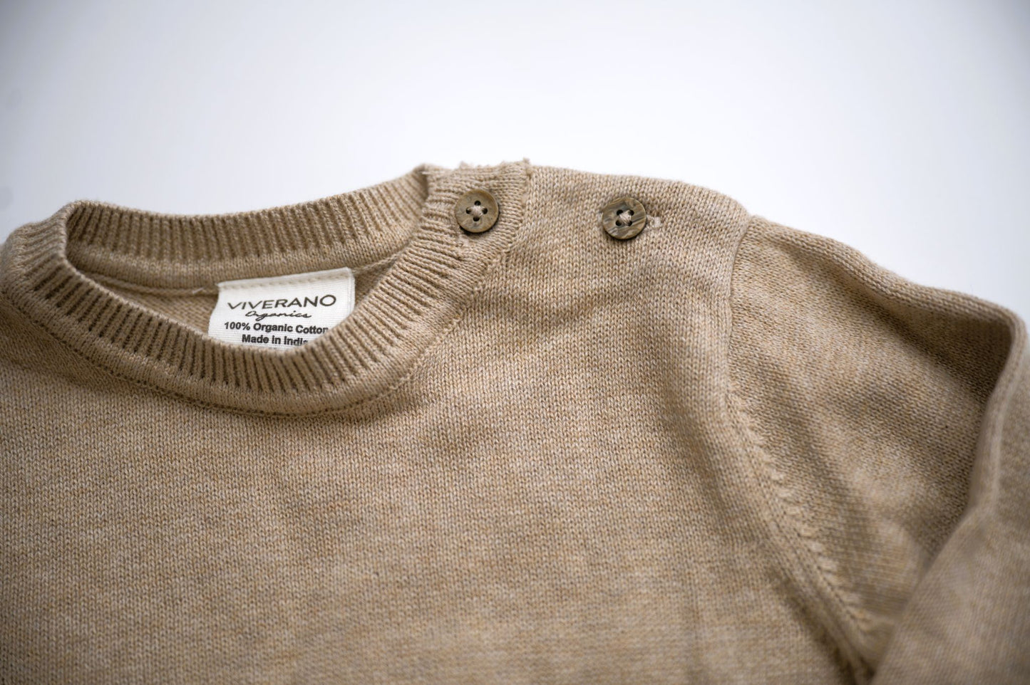 Viverano Organics Fair Isle Baby Girl Sweater Knit Dress (Organic Cotton) – Oatmeal Heather