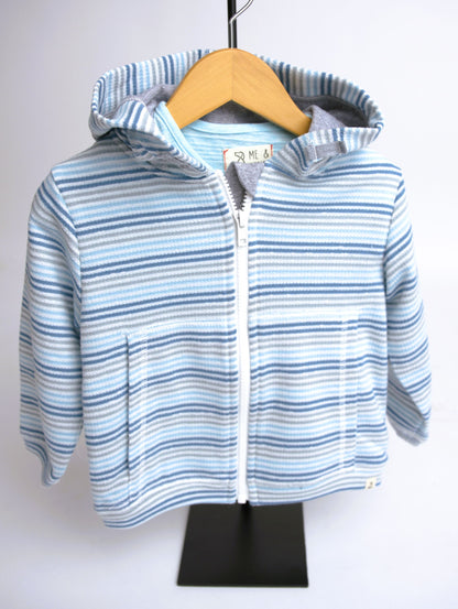 me & henry, blue ombre, striped cotton, terry hoodie, zipper