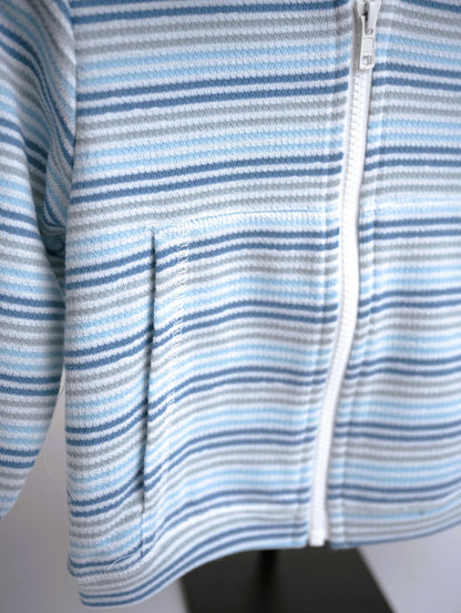 me & henry, blue ombre, striped cotton, terry hoodie, zipper