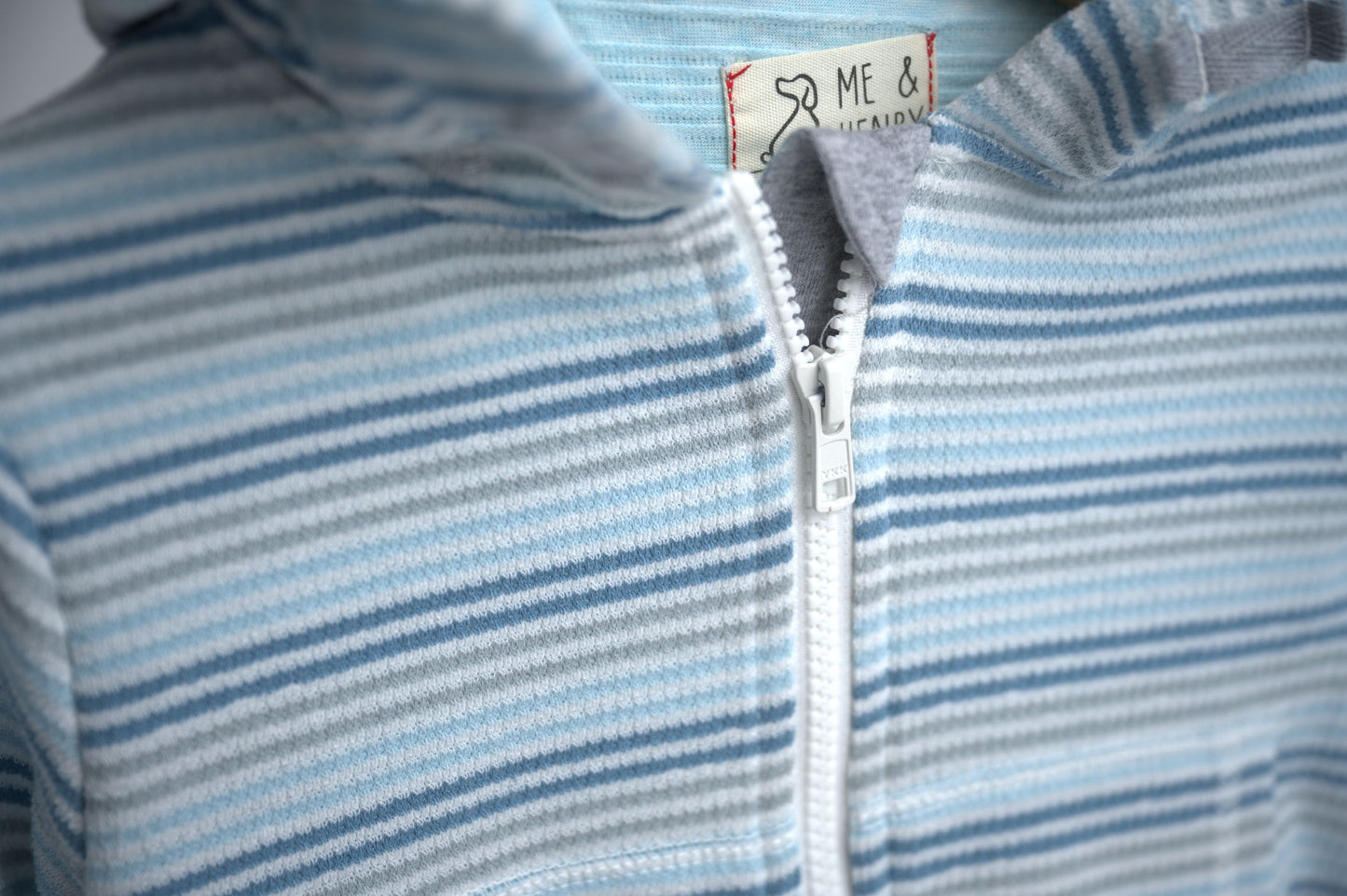 me & henry, blue ombre, striped cotton, terry hoodie, zipper