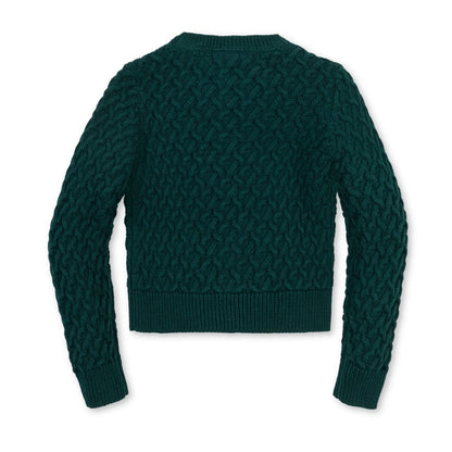 organic cotton green knit sweater with button front