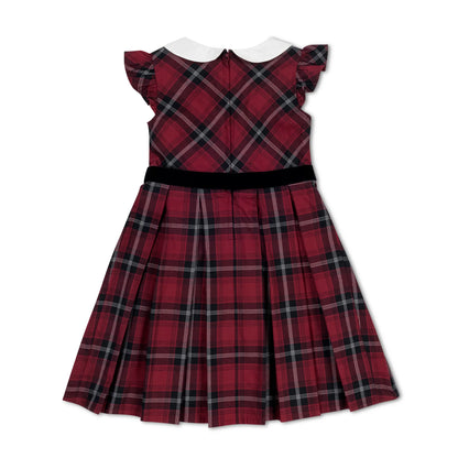 Hope and Henry Organic Peter Pan Collar Party Dress – Oxblood City Plaid