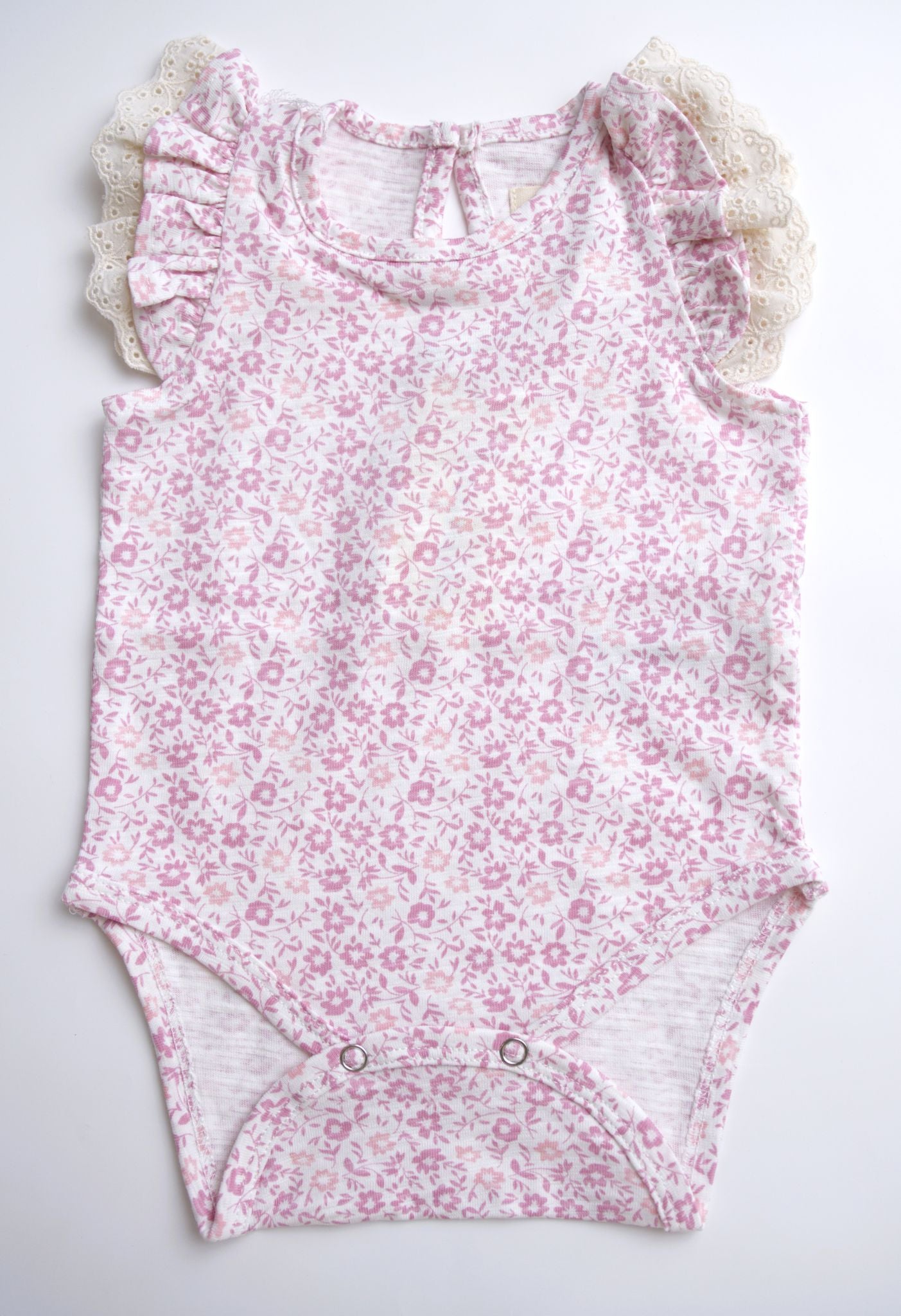 pink floral romper onsesie ruffle girls