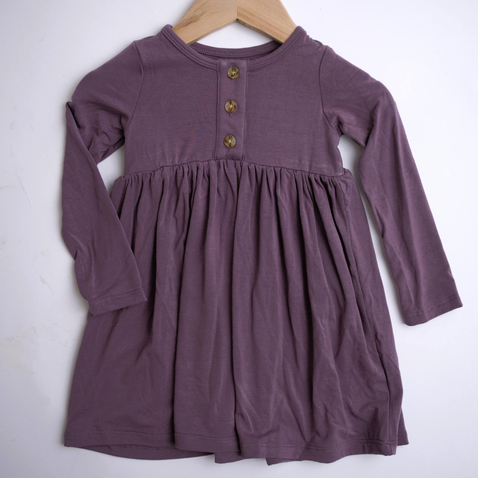 babysprouts plum henley dress baby girl's button neck long sleeve