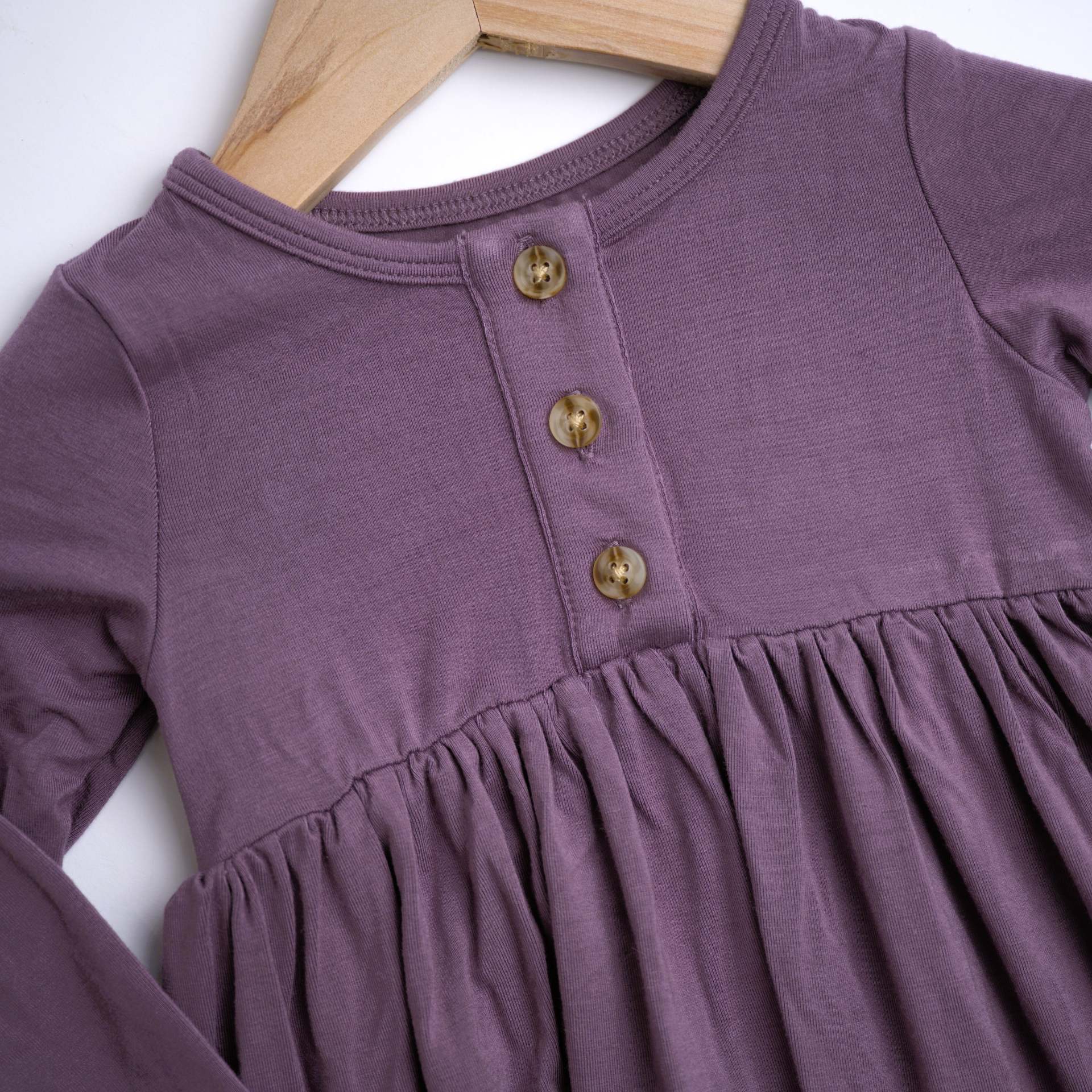 babysprouts plum henley dress baby girl's button neck long sleeve