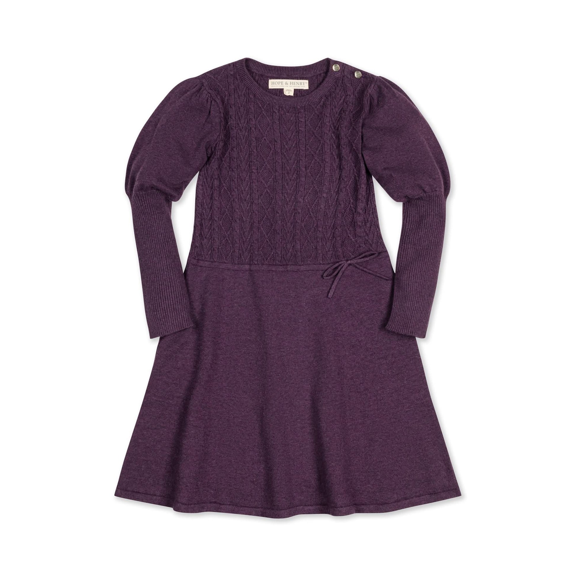 hope and henry long sleeve sweater dress in plum, little girl, toddler, baby, purple