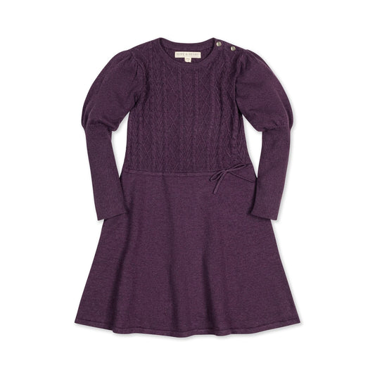 hope and henry long sleeve sweater dress in plum, little girl, toddler, baby, purple