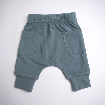 bamboo cotton, joggers, sweatpants, baby boy, pockets, blue, teal
