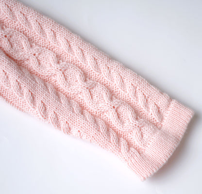 Hope and Henry Organic Cable Bow Sweater Dress – Pale Pink Cable