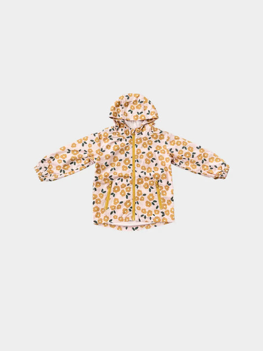 babysprouts, girls, gold, pink, floral, rain coat, baby sprouts