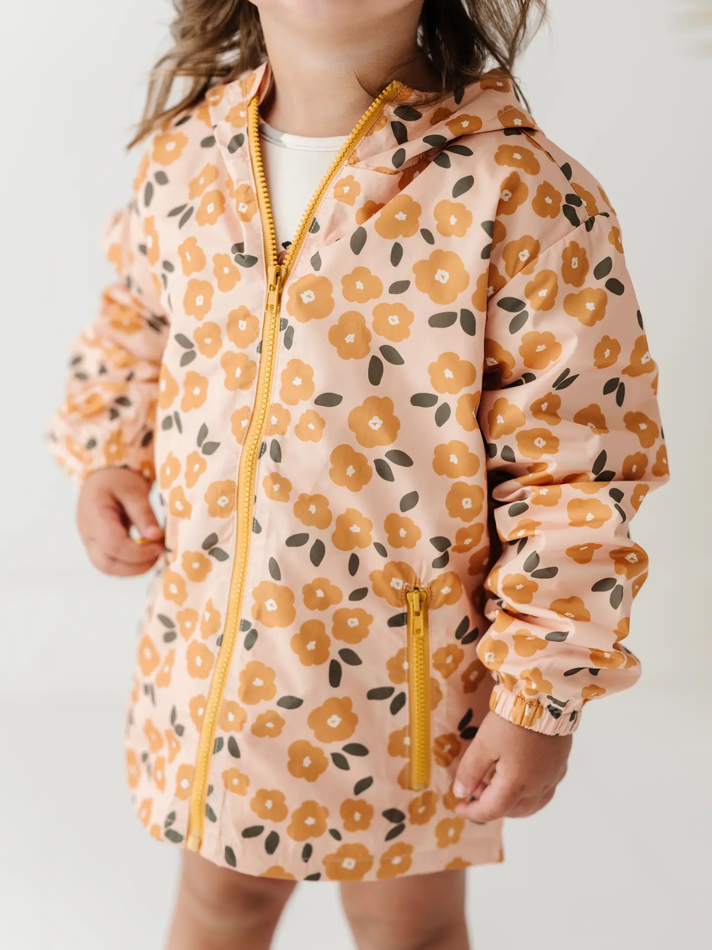 orange floral rain coat girls