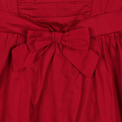 sustainable red holiday dress with high low hem